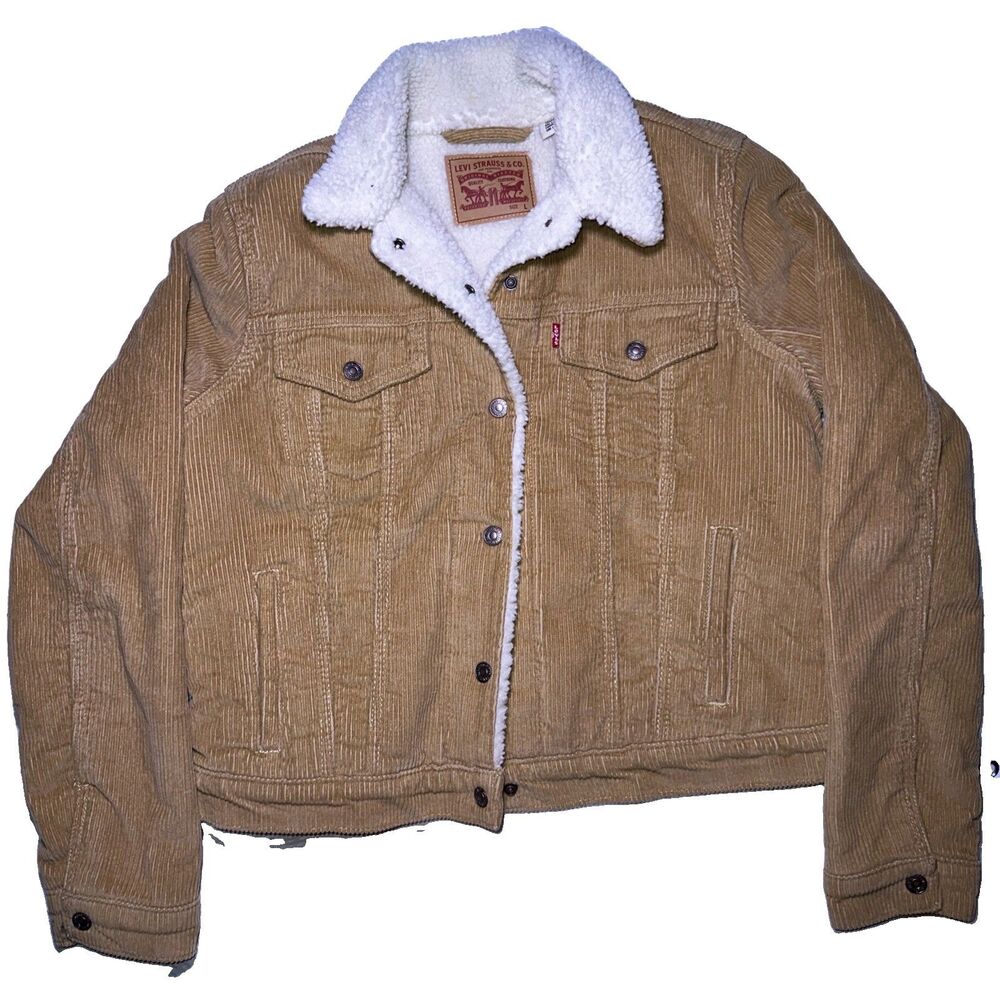 Levi’s Corduroy Jacket Men’s Large Tan Faux Sherpa Lined